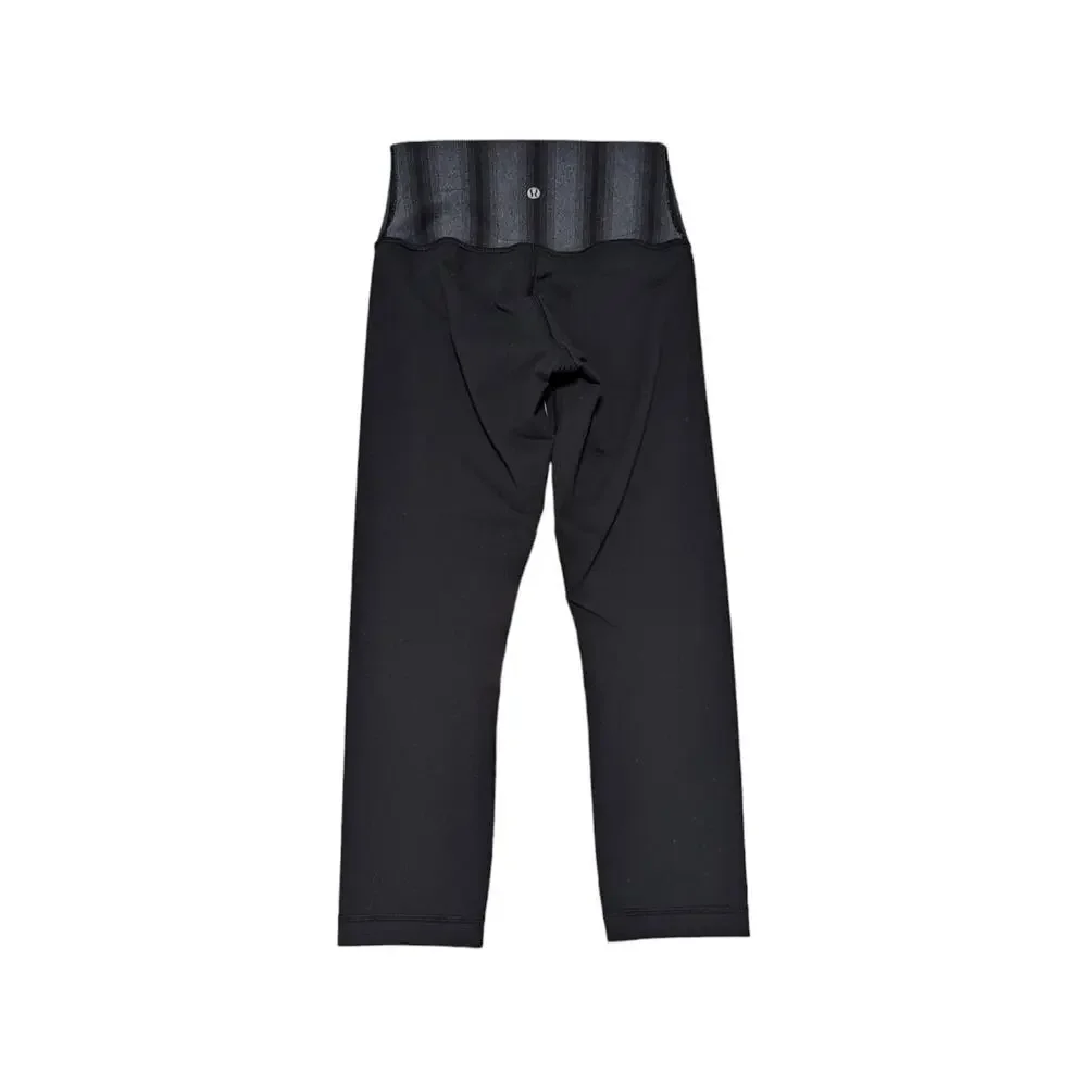 Lululemon Wunder Under Crop II Legging Luon Roll Down Black Capilano Stripe Coal